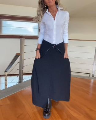 Fashionable solid color zipper pocket skirt