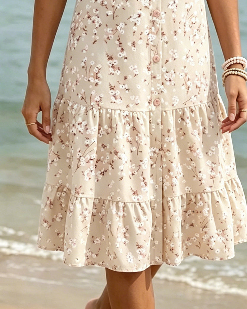 Floral V-Neck Tiered Dress