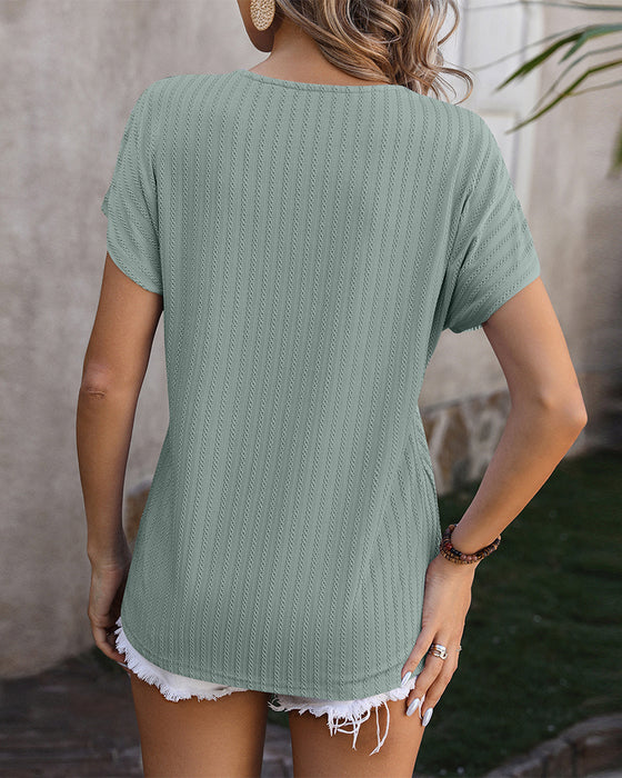 V-neck chain jacquard blouse