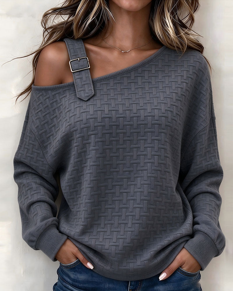 Off-The-Shoulder Long-Sleeved Loose Blouse