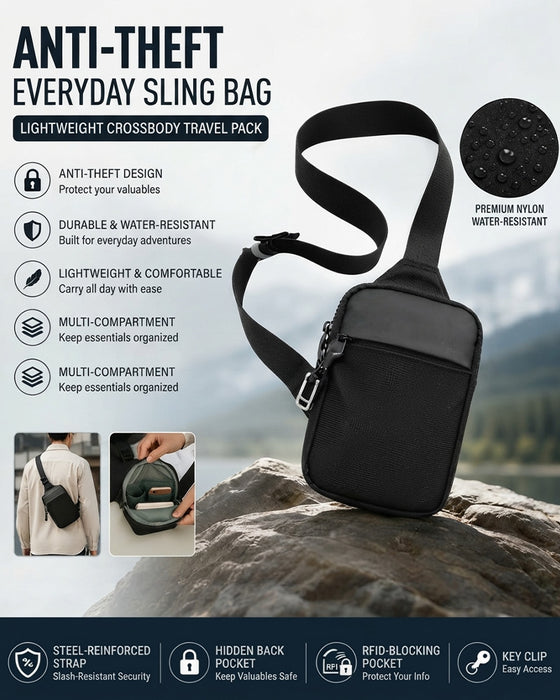 Anti-Theft Everyday Sling Bag – Lightweight Crossbody Travel Pack