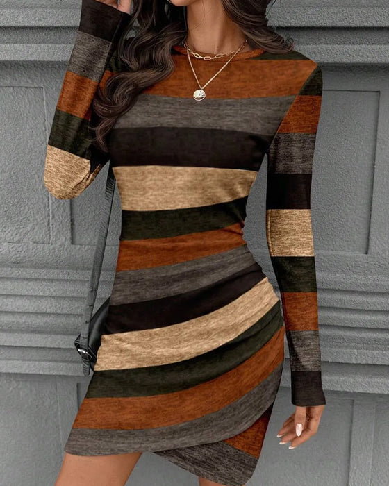 Vintage Stripe Long Sleeve Dress