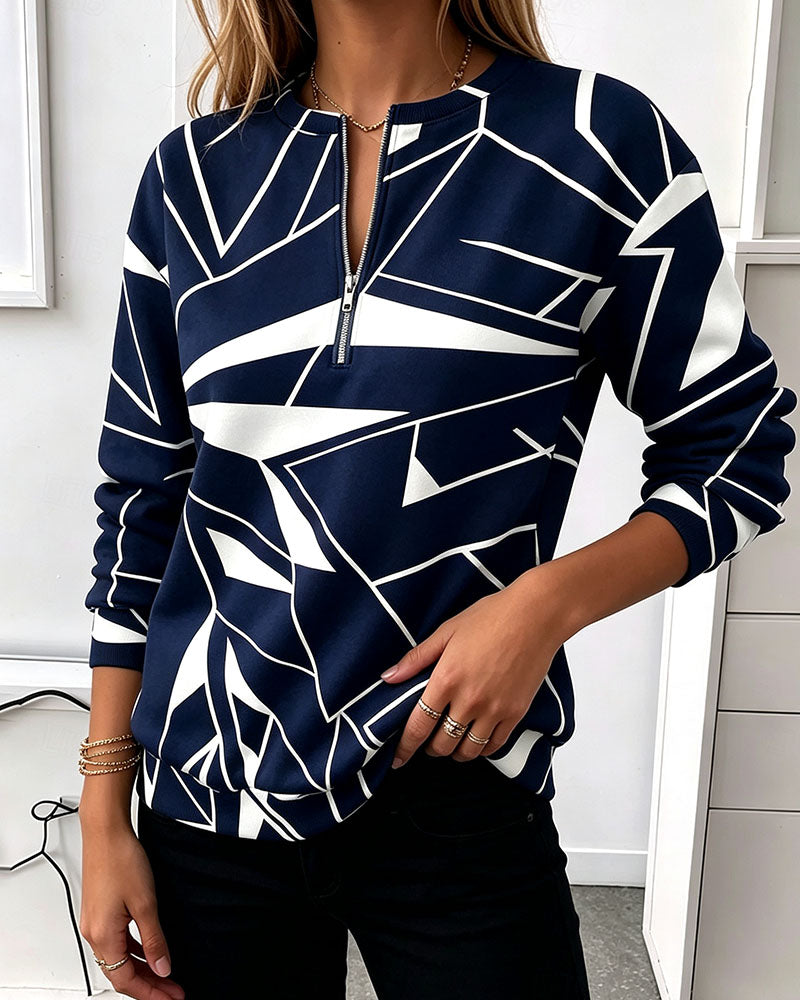 Casual Zip Long Sleeve Sweatshirt