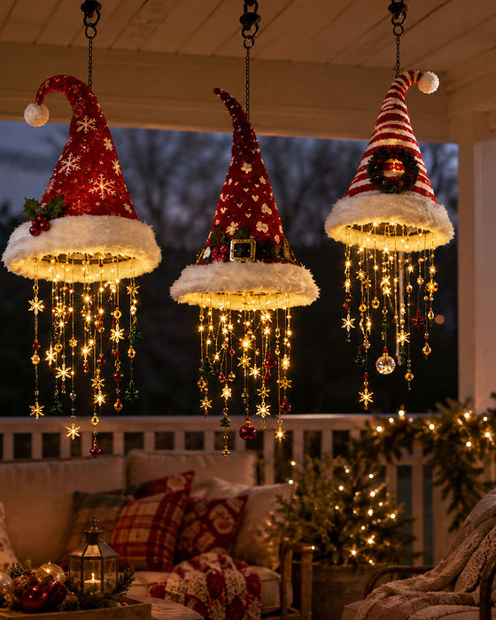 🎅 Lighted Santa Hat Hanging Chandelier 🎄