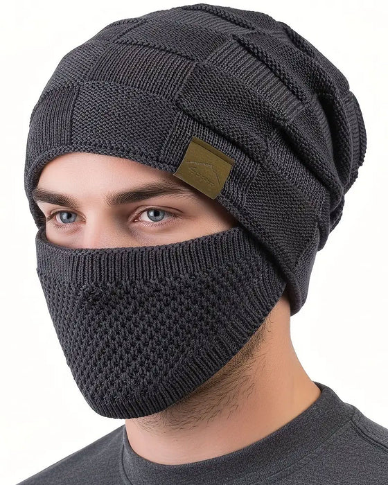 Knitted Hat Mask Set Winter Beanie Face Ear Cover
