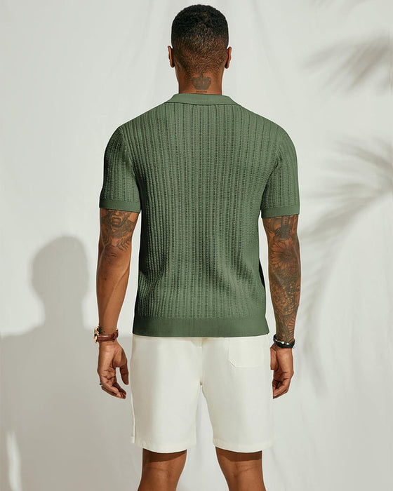 Solid Color Hollow Breathable Men's Shirt