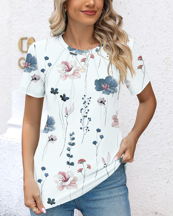 Round Neck All-Match Printed T-Shirt