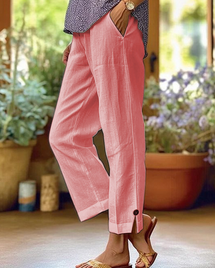 Solid Color Straight-Leg Casual Pants