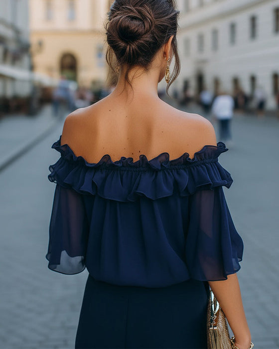 Elegant Off-Shoulder Ruffle Blouse