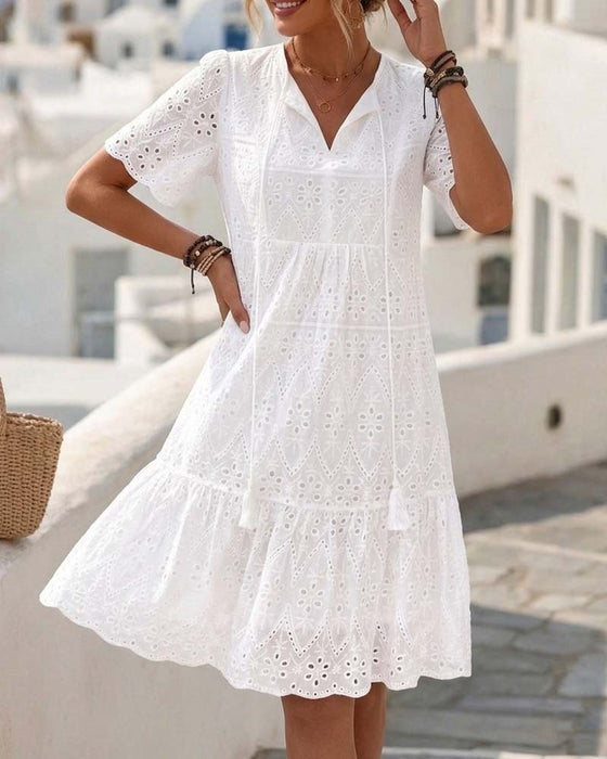 Hollow Out Short Sleeve Dress