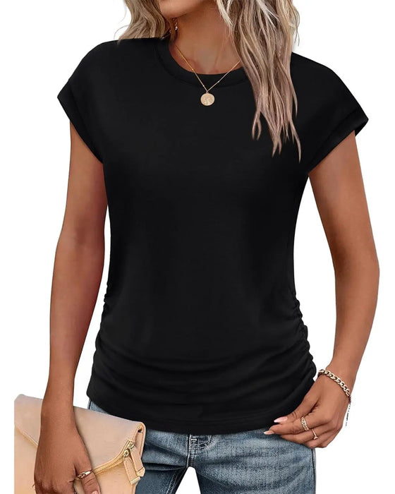 Side Shirring Short Sleeve T-Shirt