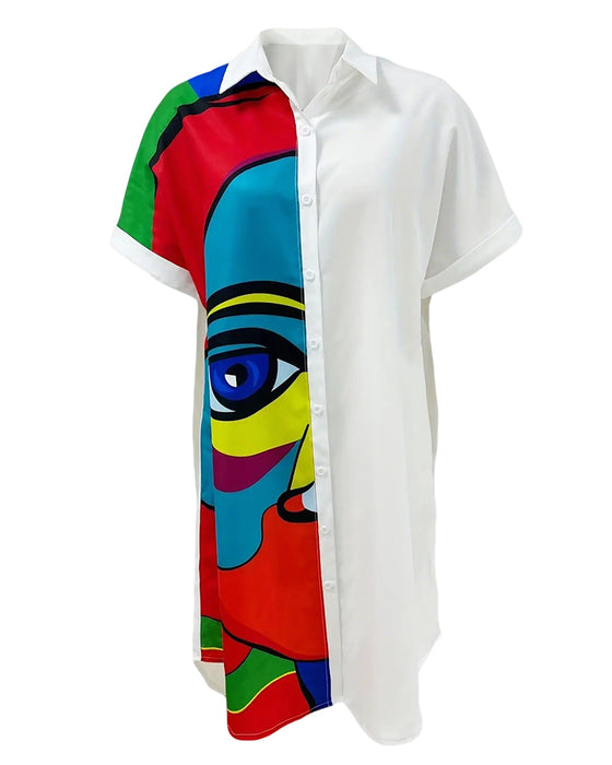 Printed Short-Sleeve Dress