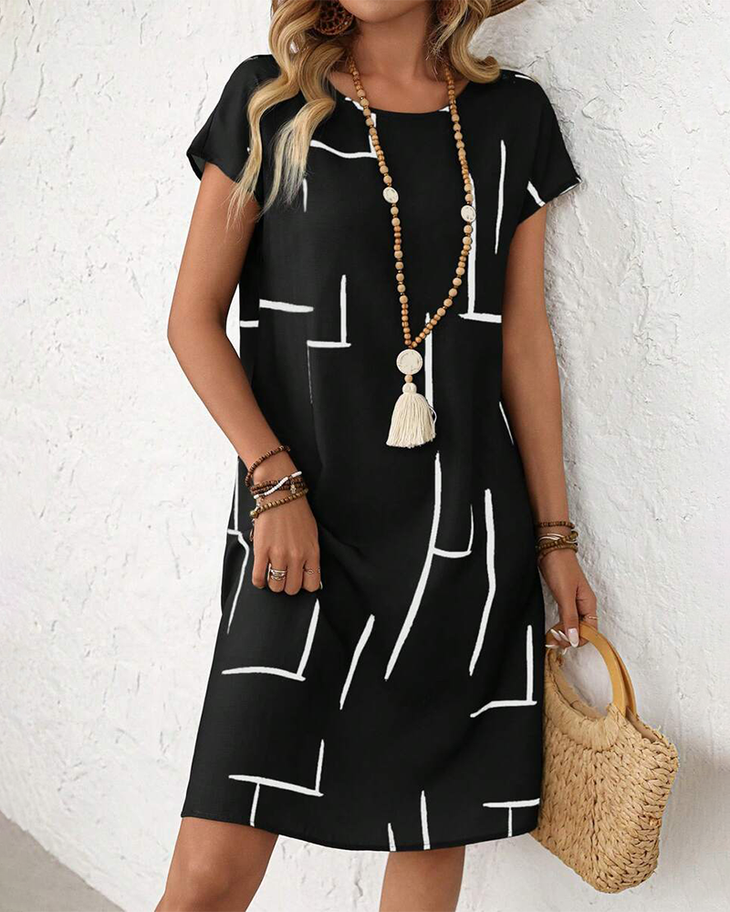 Women's Summer Casual  Print Round Neck Dress