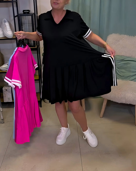 V-Neck Color-Blocked Sporty Dress