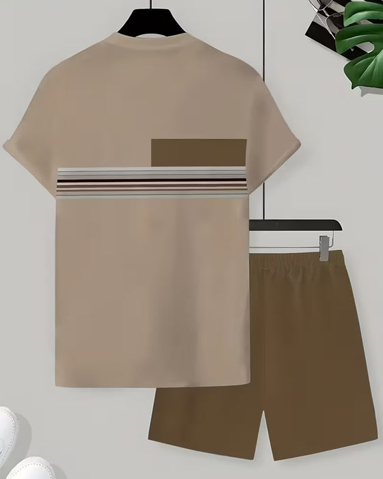 Striped Casual Short Sleeve Set