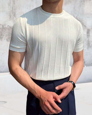 Men's Crew Neck Short Sleeve Breathable Knitted T-Shirt