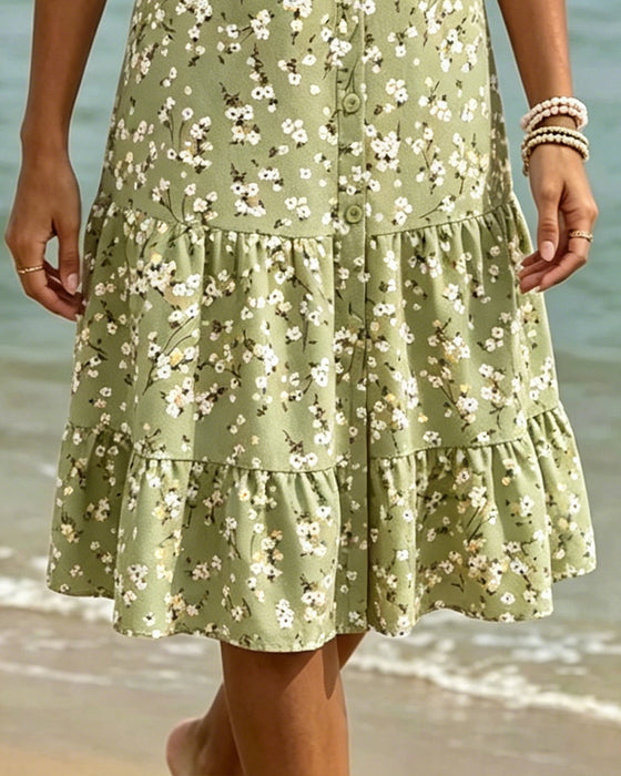 Floral V-Neck Tiered Dress