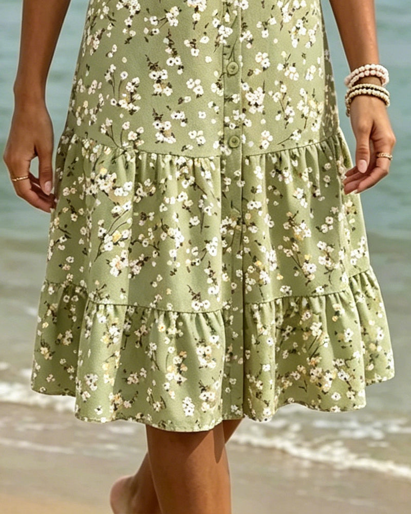Floral V-Neck Tiered Dress