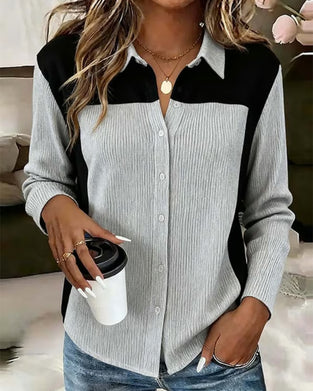 Ribbed Color Block Casual Shirt