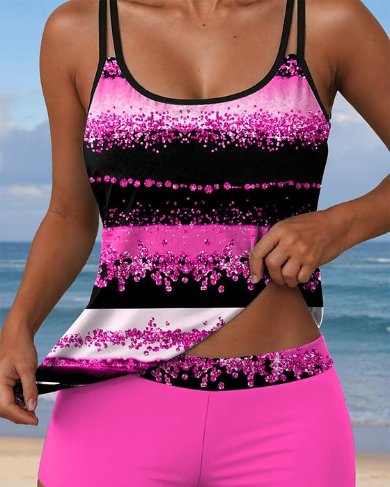 Casual Strap Two-Piece Print Swimsuit