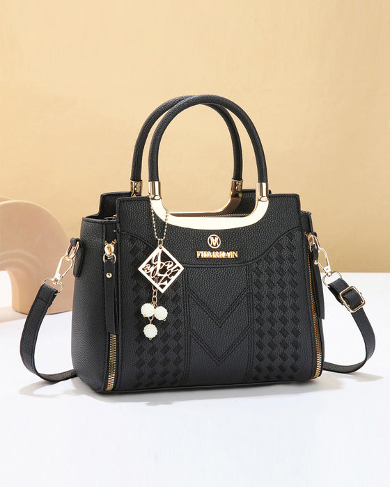 Women's V-Stitched Top-Handle Satchel Bag