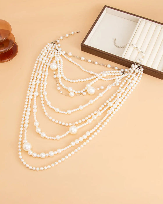 Multi-Layer Long Pearl Necklace
