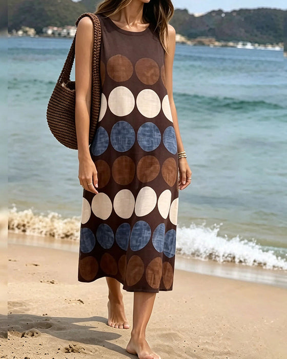 Casual Polka Dot Sleeveless Dress