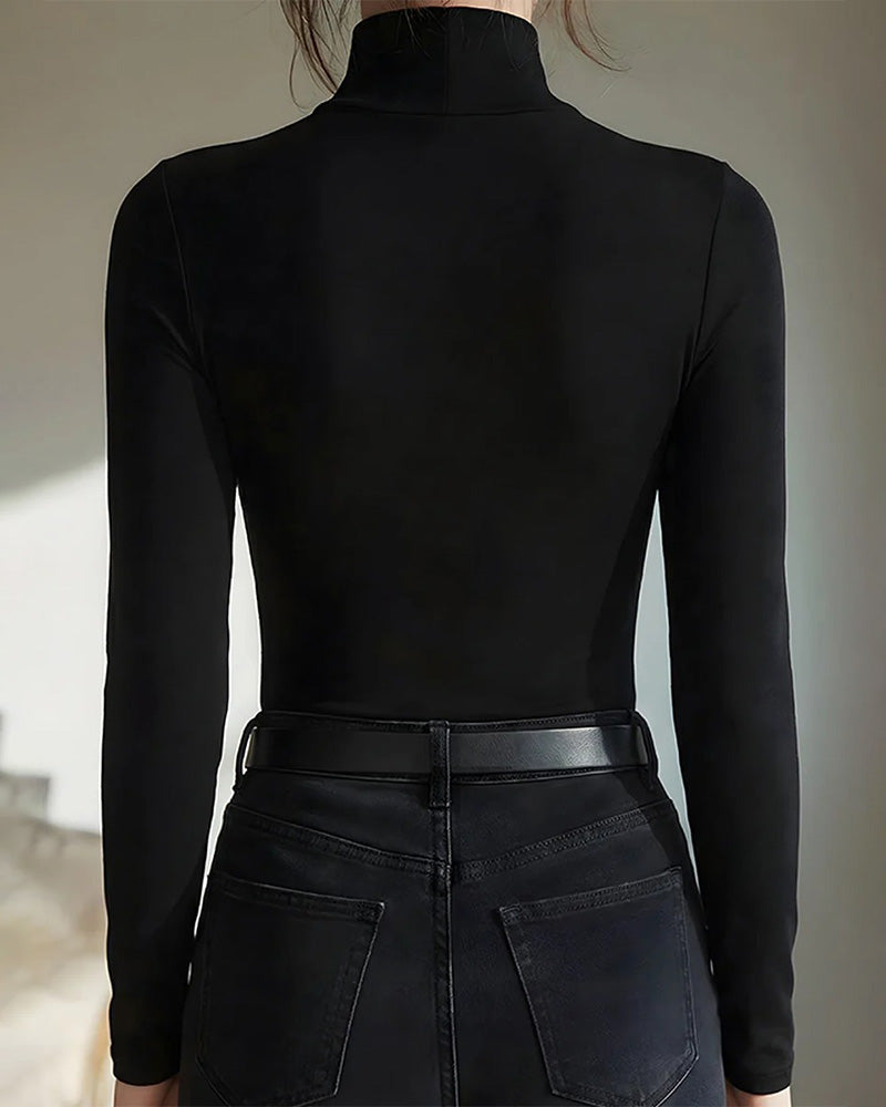 Turtleneck Mesh Bottoming Top