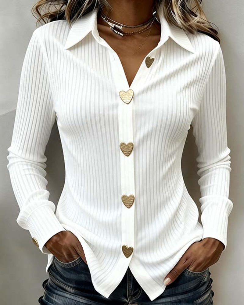 Heart-Shaped Button-Down Collar Shirt