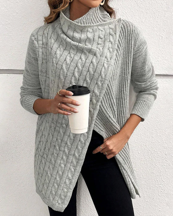 Slit solid color casual sweater