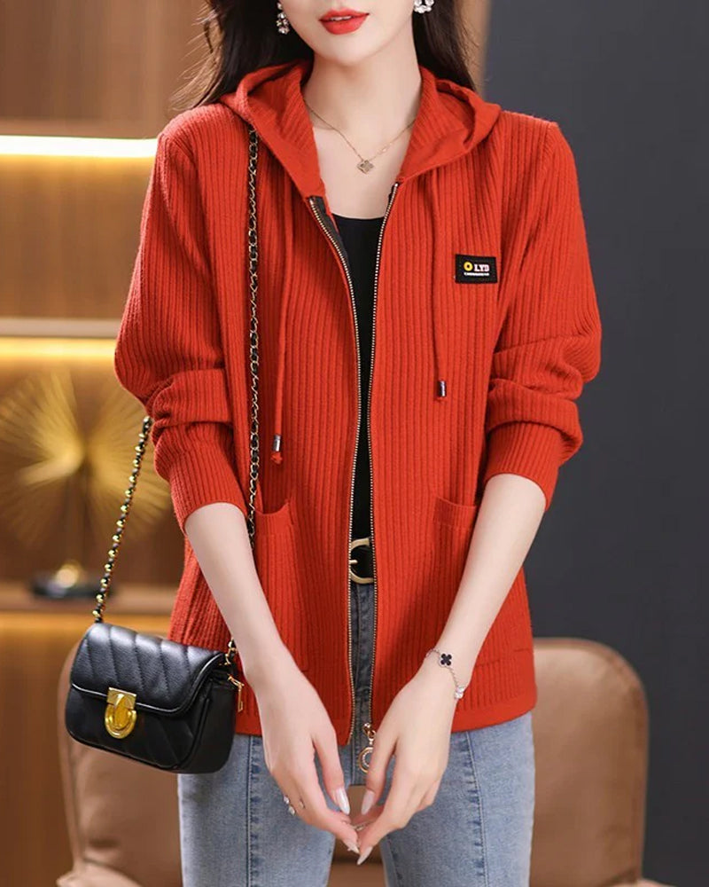 Jacket With Hooded Zipper Closure