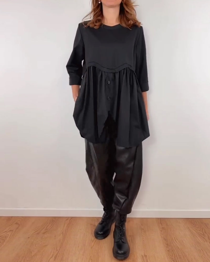 Irregular A-Line Pleated Blouse