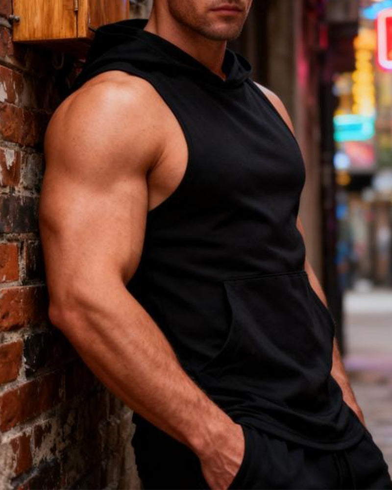 Men's Hooded Pocket Tank Top
