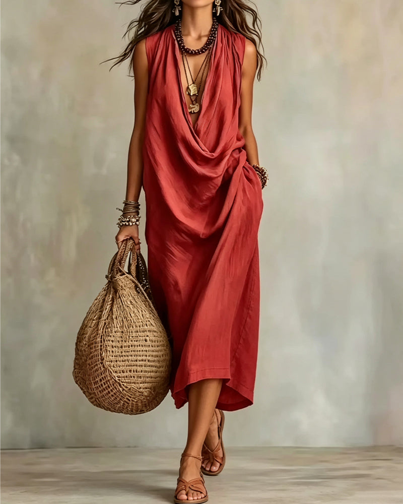 Sleeveless V-Neck Fashion Dress