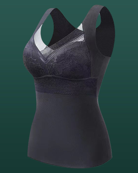 Lace Thermal Vest With Chest Pad Underwear