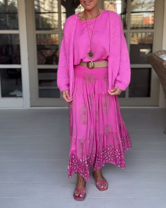 Solid color long sleeve casual cardigan