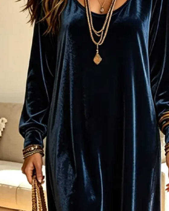 U-Shape Neckline Puff Sleeve Flared Skirt Midi Dress