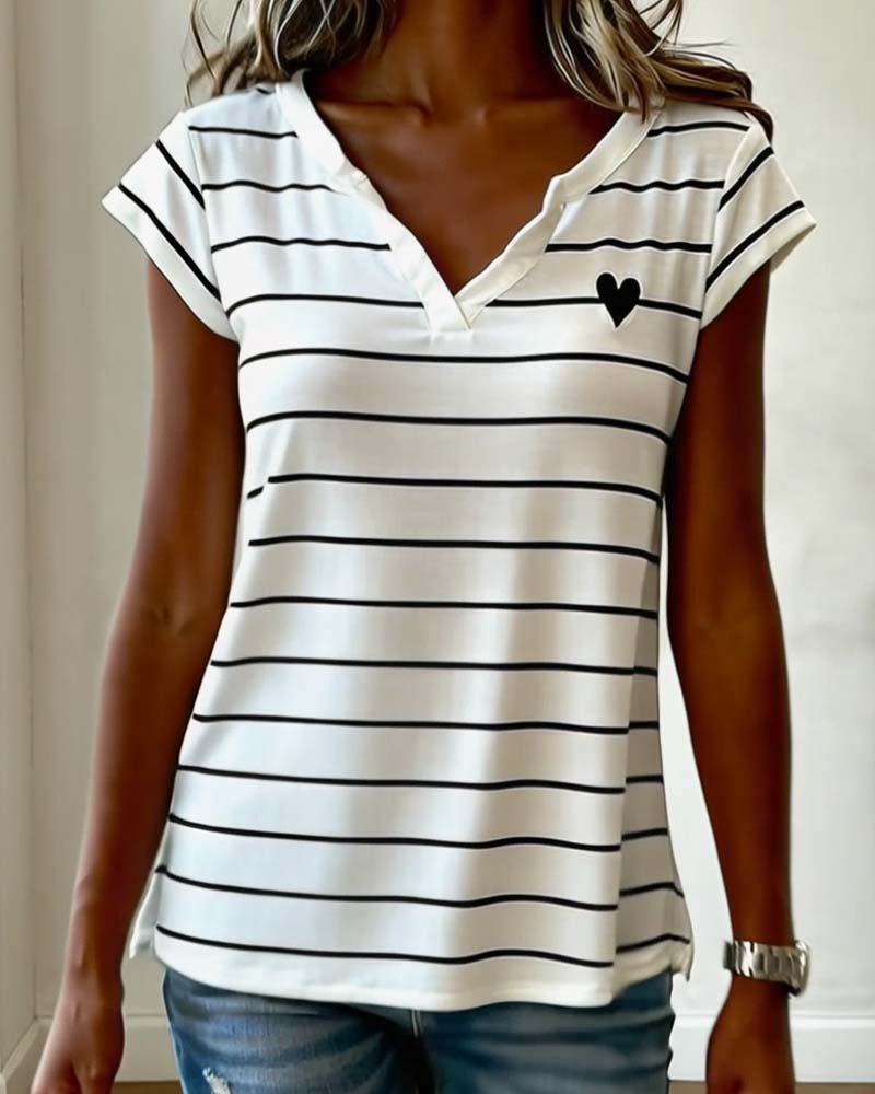 Striped Heart Sleeveless Top