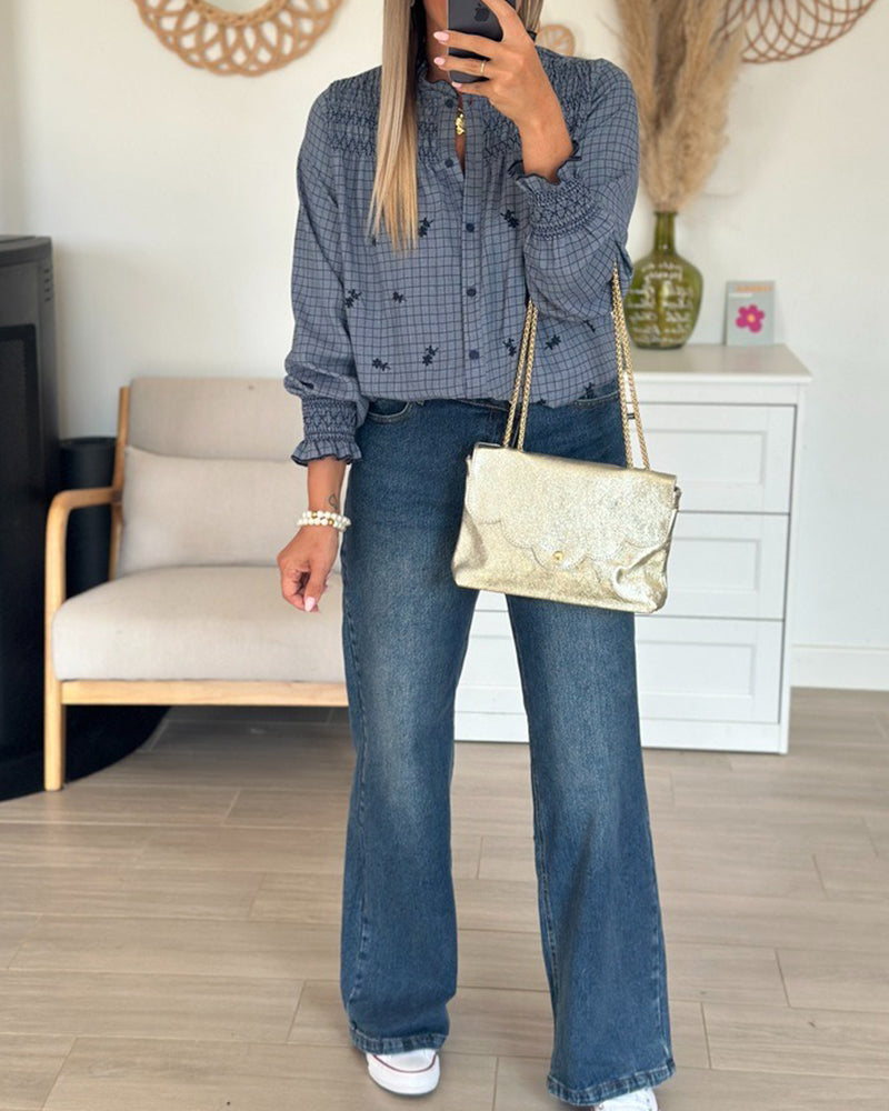 Stylish Long-Sleeved Ruffled Shirt