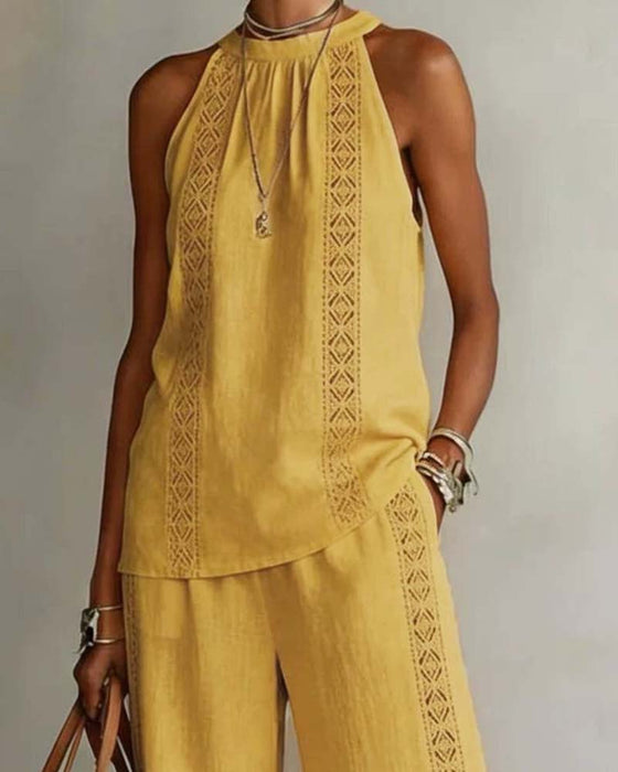 Hollow Out Halter Two-Piece Sets