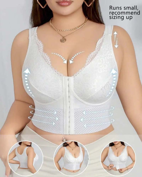 Women Front-Closure Buckle Push-Up Wire-Free Posture-Correcting Supportive Bra