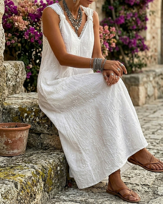 Sleeveless Lace Knotted Dress
