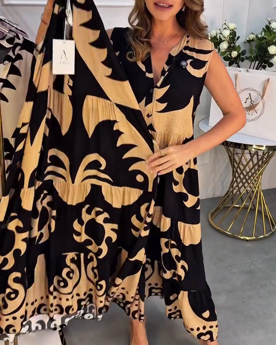 Casual V-Neck Printed Dress
