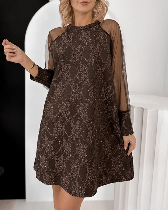 Long-Sleeved Rhinestone Dress