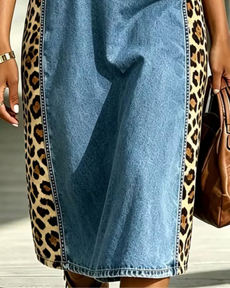 Short Sleeve Leopard Dress