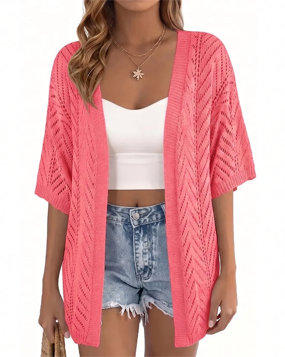 Cutout Loose Open Cardigan