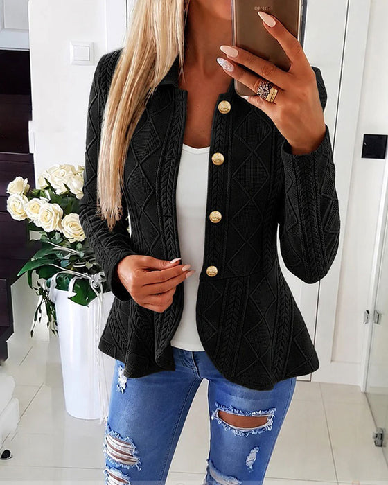 Button Casual Solid Coat