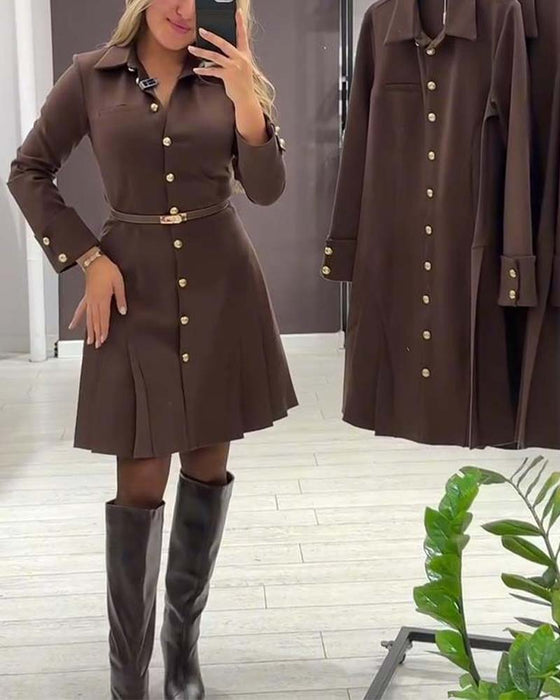 Button-Up Long-Sleeved Dress