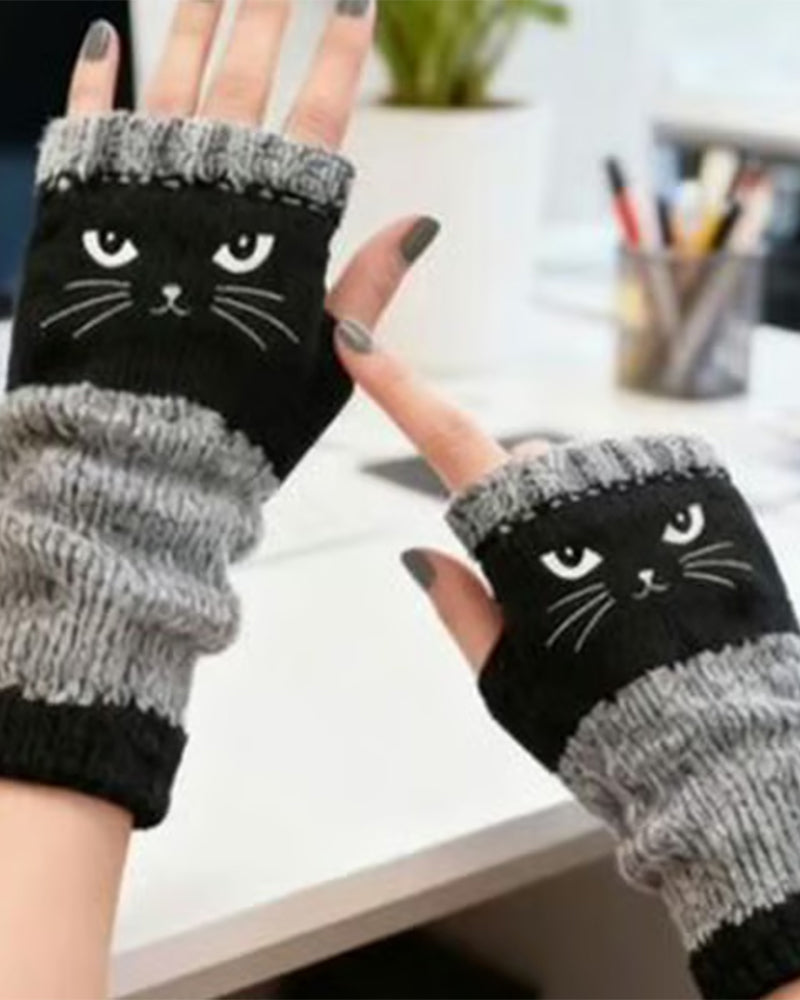 Cat Fingerless Gloves