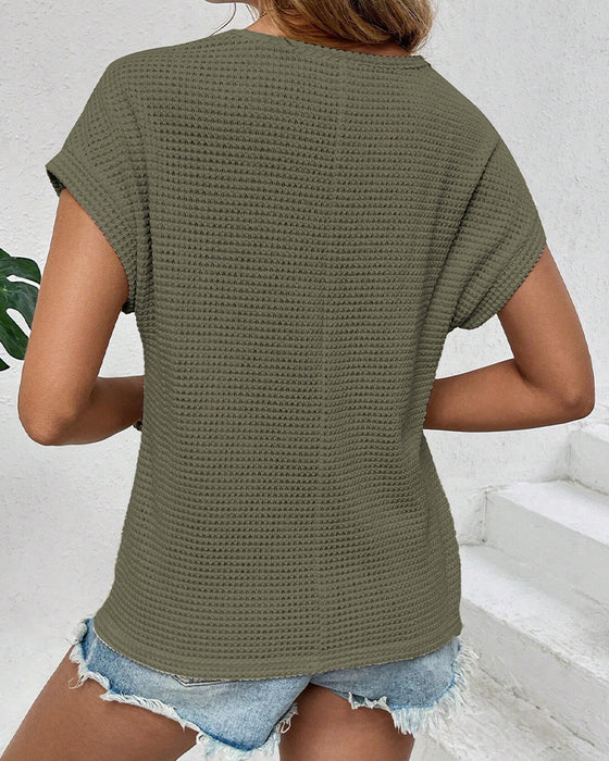 Raglan Mesh Hollow Out Breathable T-Shirt